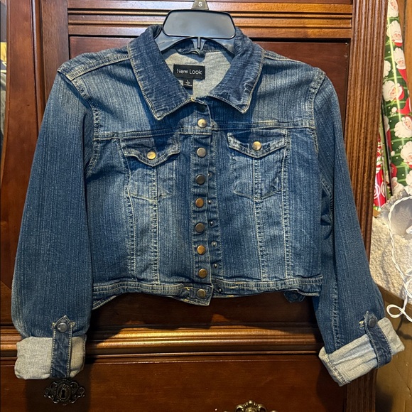 New Look Chic Blue Denim Cropped Jacket Ladies Large - Picture 2 of 5